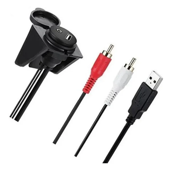 4825 Usb 2Rca 3.5Mm Aux Araç İçi Kontrol Paneli Uzatma Ek Kablosu - Görsel 2
