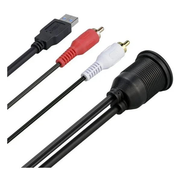 4825 Usb 2Rca 3.5Mm Aux Araç İçi Kontrol Paneli Uzatma Ek Kablosu - Görsel 3