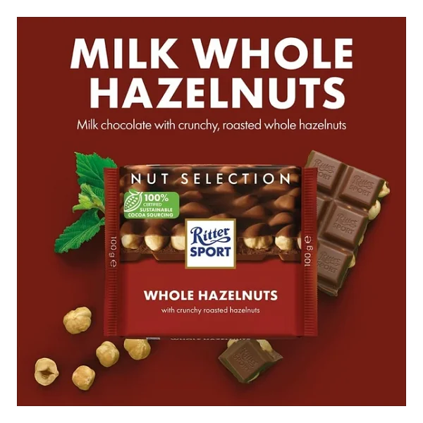 Ritter Sport Bütün Fındıklı Sütlü Çikolata 100 gr - Görsel 3