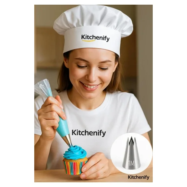 Kitchenify Krema Sıkma Torbası Ucu Paslanmaz Çelik 1M Açık Yıldız Orta Boy, Krema Duyu, Şanti Torbası Ucu, - Görsel 4