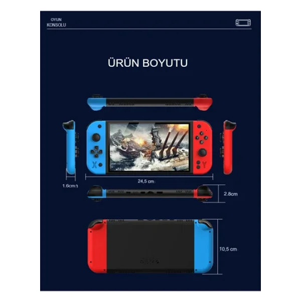 G90 7 İnç IPS HD Ekran Oyun Konsolu Linux İşletim ve Çoklu Sistem Emülatörü Arcade Oyun Konsolu - Görsel 8
