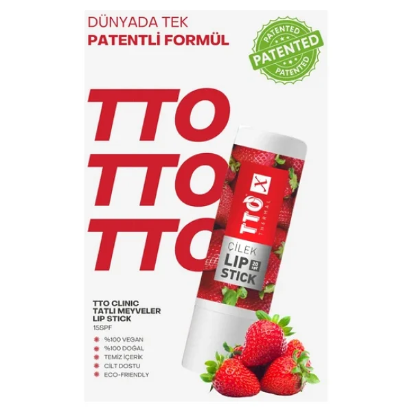 TTO X Çilek Aromalı 20 Faktör Dudak Nemlendirici - Görsel 4