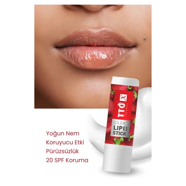 TTO X Çilek Aromalı 20 Faktör Dudak Nemlendirici - Görsel 5