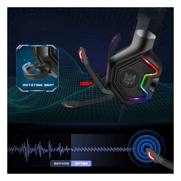 Onikuma K10 Pro RGB USB Kablolu Kulak Üstü Oyuncu Kulaklığı - Görsel 5