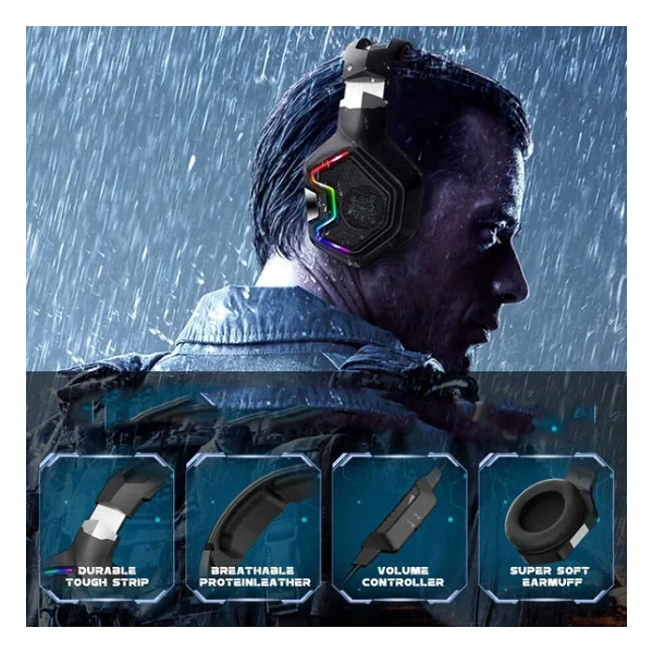 Onikuma K10 Pro RGB USB Kablolu Kulak Üstü Oyuncu Kulaklığı - Görsel 4