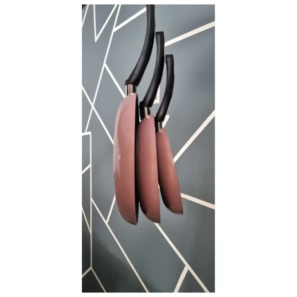 Mehtap 3'lü 18+22+26 cm Pembe Tava Seti - Görsel 3