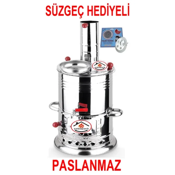 Sobapark Odunlu Kömürlü Çay Semaveri Odunlu Kömürlü Semaver Tek Musluklu Semaver 3,5 Litre - Görsel 2