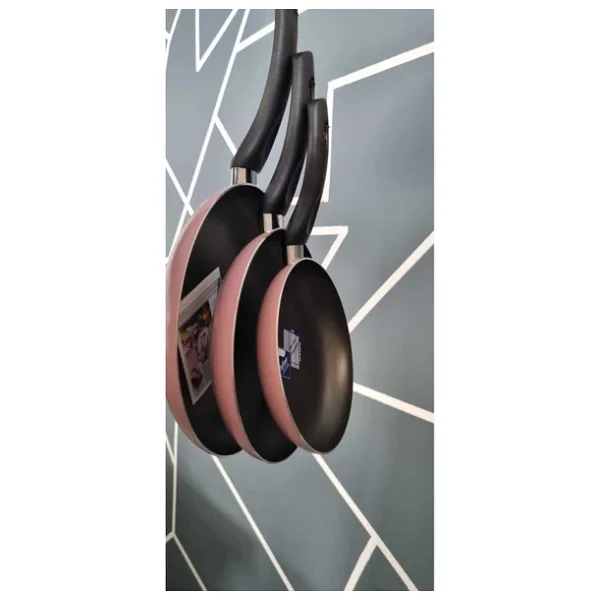 Mehtap 3'lü 18+22+26 cm Pembe Tava Seti - Görsel 2