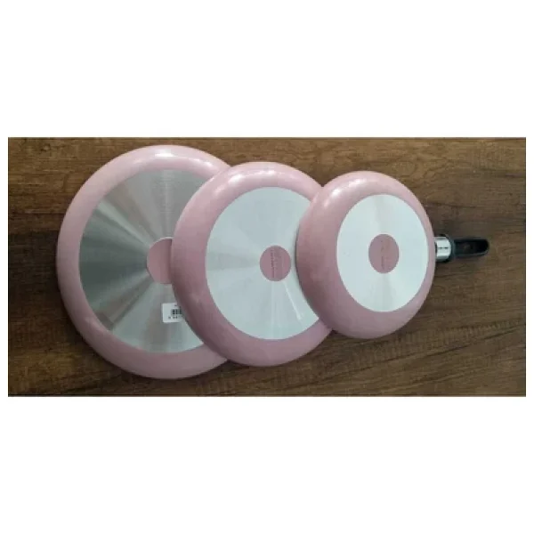 Mehtap 3'lü 18+22+26 cm Pembe Tava Seti - Görsel 4