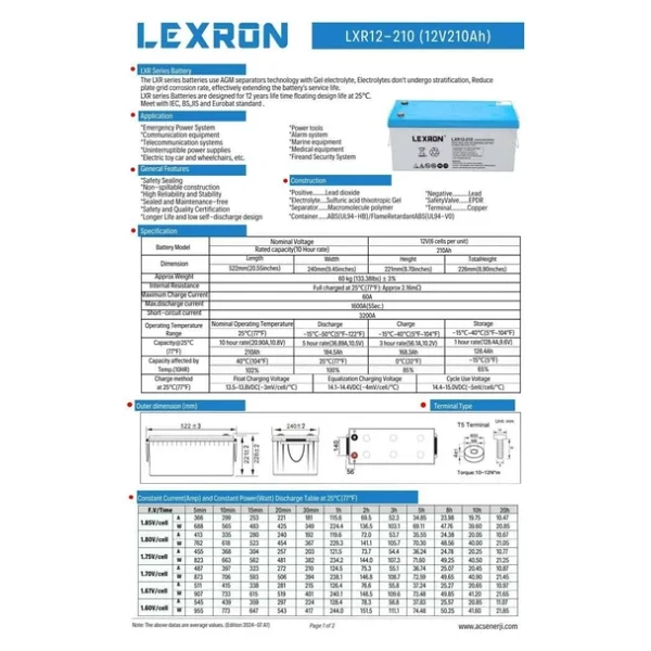 Lexron 12V 210Ah Jel Akü - Görsel 7