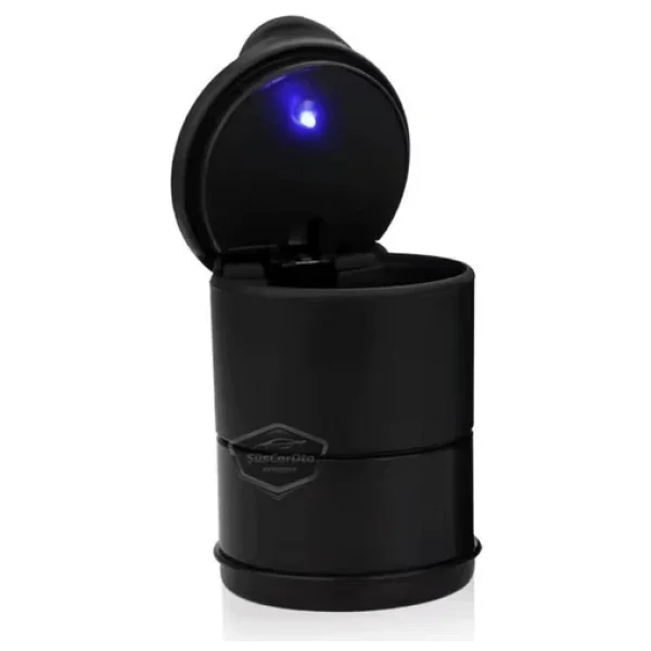 Üniversal Mavi Led Işıklı Spor Oto Küllük Kapaklı Bardaklıklı Araç İçi Küllük Araba Küllüğü Siyah - Görsel 10