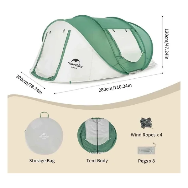 Naturehike Pop Up 3-4 Kişilik Otomatik Kurulum Çadır - Görsel 7
