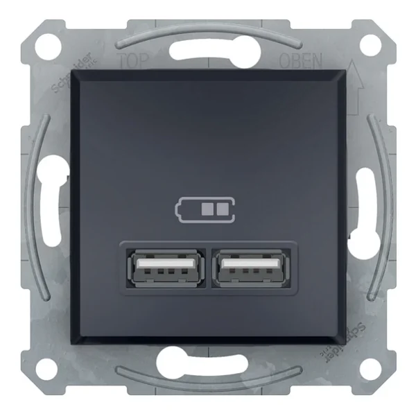 Schneider EPH2700271 Asfora Antrasit Sıva Altı Çerçeveli İkili USB Priz - Görsel 3