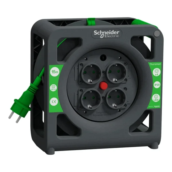 Schneider Electric Thorsman IMT33137 Topraklı 15 m 4'lü Makaralı Uzatma Kablosu - Görsel 3