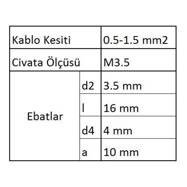 GYU351 Yuvarlak Uçlu İzoleli Kablo Ucu 100 Adet - Görsel 7