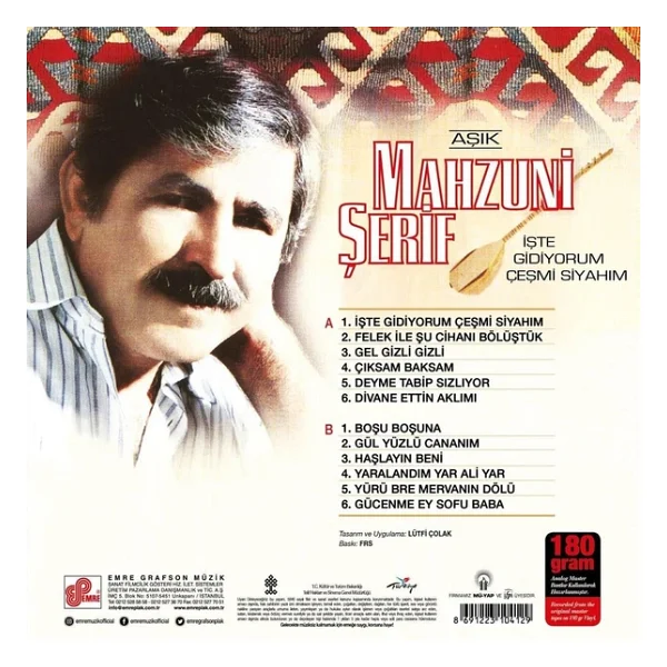 Aşık Mahzuni Şerif- İşte Gidiyorum Çeşmi Siyahım Plak - Görsel 2