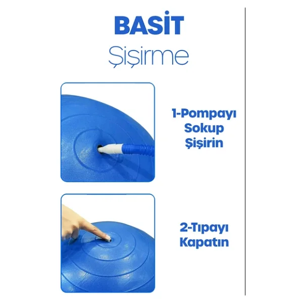 65 Cm Pilates Topu Ve Pompa Seti 155-170 Cm Boy İçin Uygun Dayanıklı Anti-Slip Mavi - Görsel 8