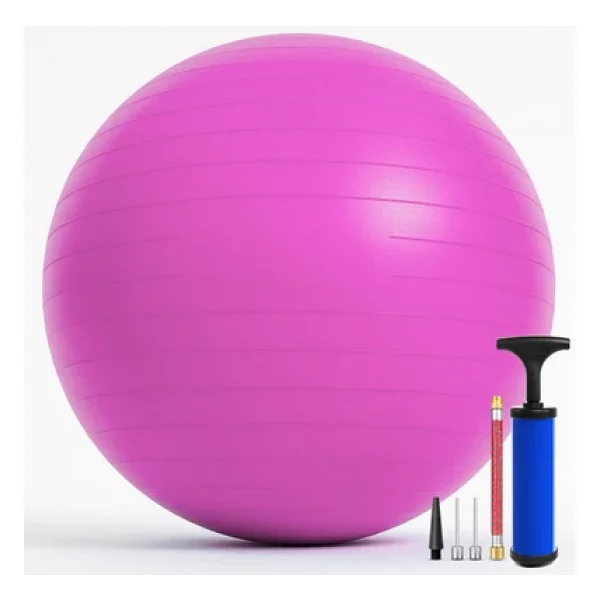 65 Cm Pilates Topu Ve Pompa Seti 155-170 Cm Boy İçin Uygun Dayanıklı Anti-Slip Pembe - Görsel 9
