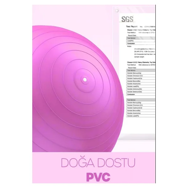 65 Cm Pilates Topu Ve Pompa Seti 155-170 Cm Boy İçin Uygun Dayanıklı Anti-Slip Pembe - Görsel 6