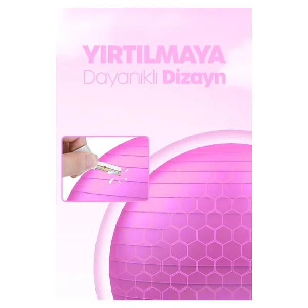 65 Cm Pilates Topu Ve Pompa Seti 155-170 Cm Boy İçin Uygun Dayanıklı Anti-Slip Pembe - Görsel 2