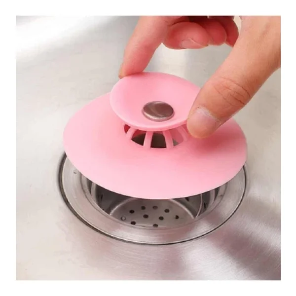 Silikon Lavabo Süzgeci Kilitli Küvet Tıkacı - Görsel 2