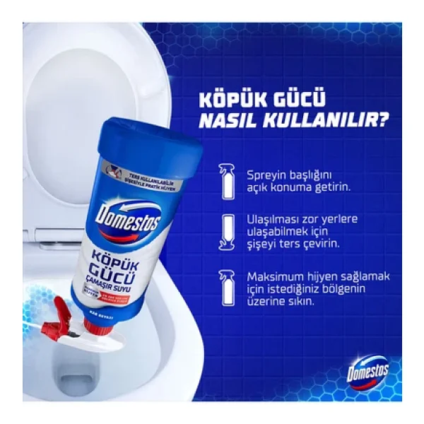 Domestos Köpük Gücü Köpük Çamaşır Suyu Beyaz Sabun 450 ml x3 - Görsel 8