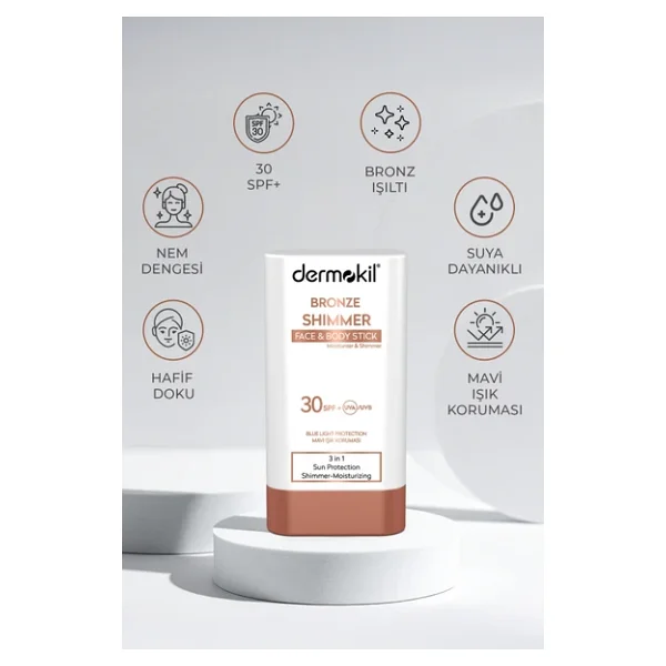 Dermokil Bronze Shimmer 20 gr 30 Faktör Stick Bronzlaştırıcı - Görsel 4