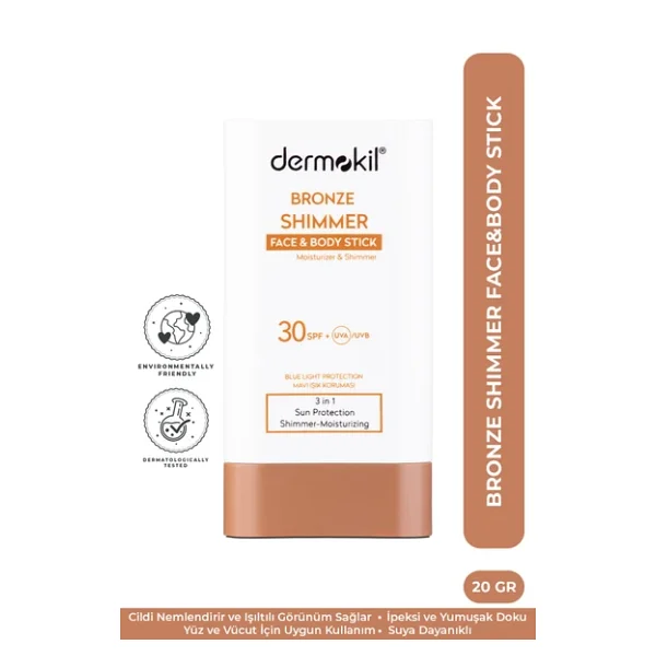 Dermokil Bronze Shimmer 20 gr 30 Faktör Stick Bronzlaştırıcı - Görsel 3