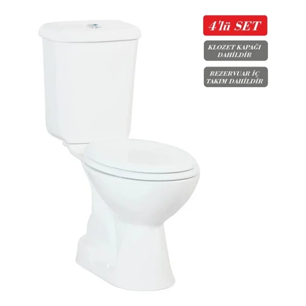 Creavit Pitta Alttan Çıkışlı Klozet + Rezervuar + İç Takım + Çınar Tp Yavaş Kapanan Kapak 4 'Lü Set - Görsel 6