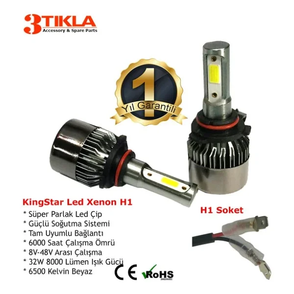 Fiat Albea 2010 Uzun Far Ampul H1 Beyaz Led Xenon Şimşek Etkili 8000 Lümen - Görsel 2