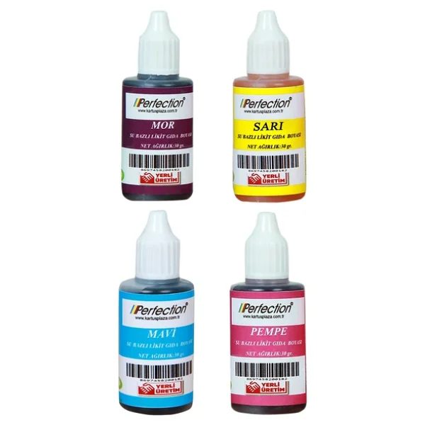 Perfection CHEF 4'lü Sıvı Su Bazlı Likit Gıda Boyası Sarı Mor Mavi Pembe 4 X 30 gr . - Görsel 2
