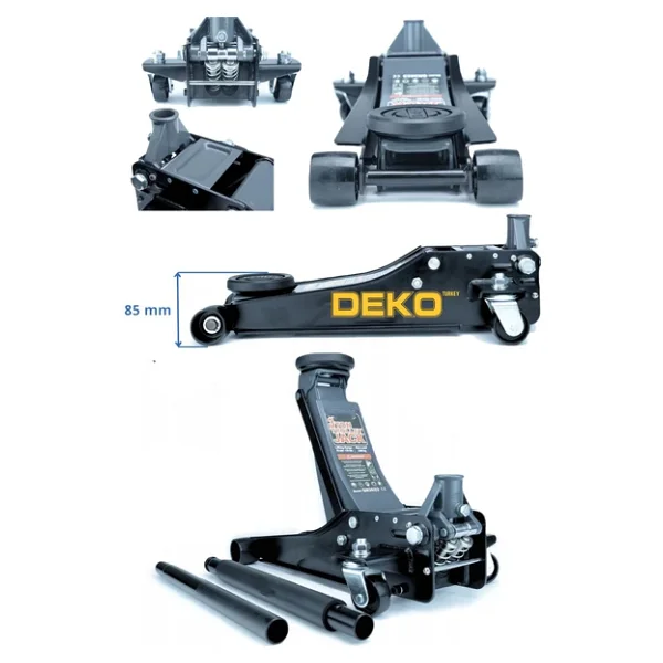 Deko Güçlendirilmiş Çift Çelik Piston Oto Garaj Krikosu - Alçak Şase Araç Krikosu 47 cm Max - Görsel 5
