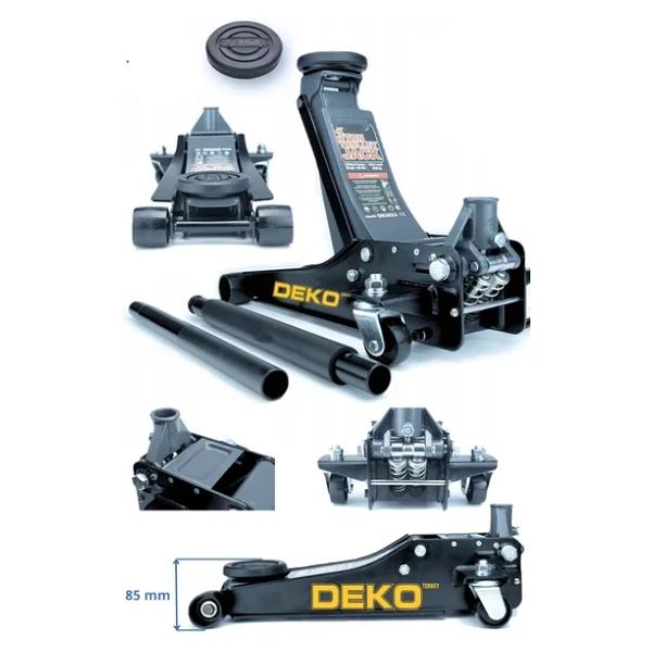 Deko Güçlendirilmiş Çift Çelik Piston Oto Garaj Krikosu - Alçak Şase Araç Krikosu 47 cm Max - Görsel 4