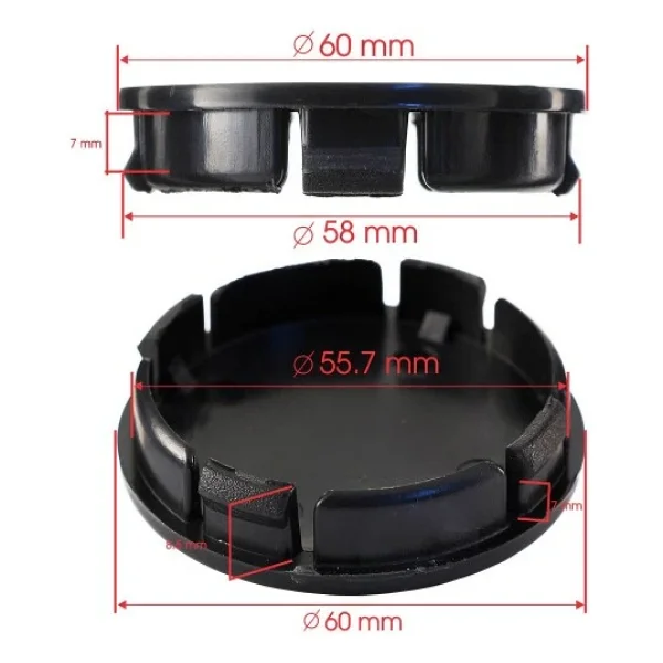 Schadel Rr Damla Geçme Jant Göbek Kapağı 4 Lü Set 55/58mm - Görsel 5
