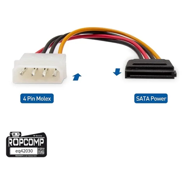 Ropcomp 4-Pin Molex Erkek - 15-Pin SATA Güç Dönüştürücü Kablo (20 cm) - Görsel 4