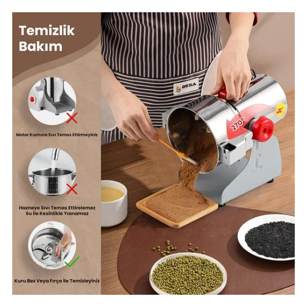 Besa 1000 Gr Sert Tohum ve Baharat Öğütücü - Görsel 6