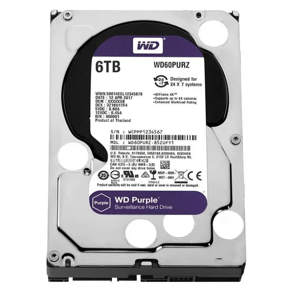 Western Digital Purple WD60PURZ SATA 3.0 5400 RPM 3.5" 6 TB Harddisk - Görsel 5