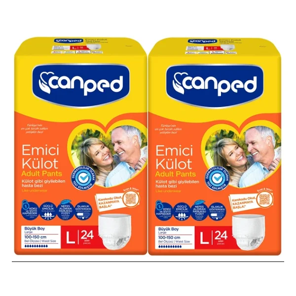 Canped Emici Külot Büyük Boy L 24'lü 2 Adet Hasta Bezi - Görsel 6