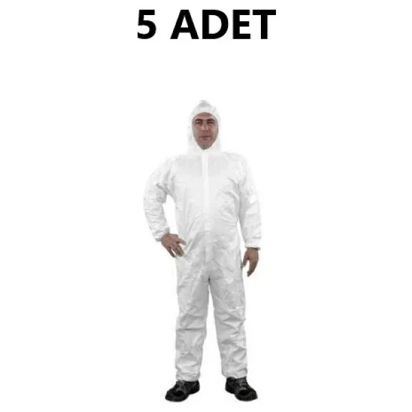 Tek Kullanımlık Koruyucu Tulum 5 Adet Apex 342 Tip 5/6 45 Gr Lamineli Beden Large - Görsel 4