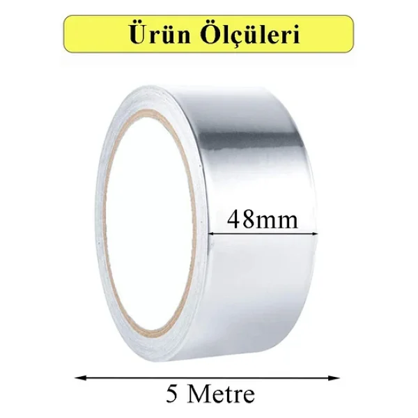 Alüminyum Bant 10 Metre 3 Paket Aliminyum Folyo Yapışkanlı Band Aspiratör Soba Borusu Tamir Sıcaklığa Dayanıklı Yanmaz - Görsel 3
