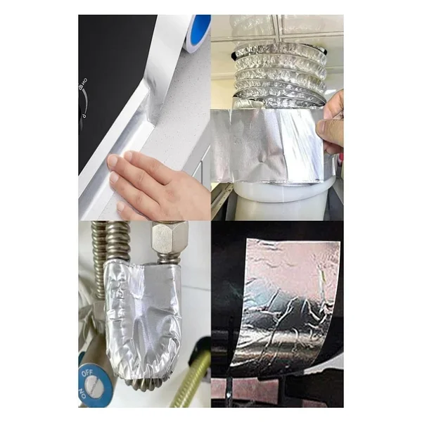 Alüminyum Bant 10 Metre 2 Paket Aliminyum Folyo Yapışkanlı Band Aspiratör Soba Borusu Tamir Sıcaklığa Dayanıklı Yanmaz - Görsel 6