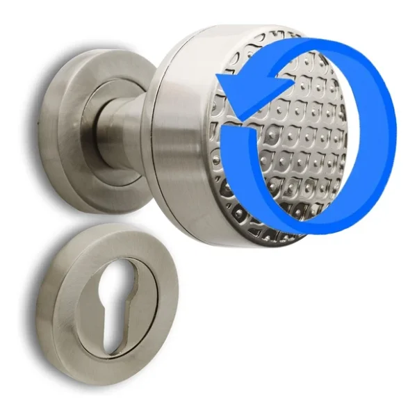 Kapı Tokmağı Topuzu Kolu Metal Tokmak Saten Kapı Kolu Yale Sağa Sola Uygun 1 Takım - Görsel 3