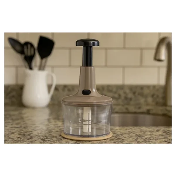 El Rondosu 3 Bıçaklı Kilitli Doğrayıcı - Sebze Meyve Doğrama Aparatı Füme Rengi - Görsel 7