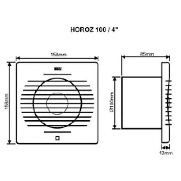 Horoz 100'lük 10 Cm Banyo Ve Tuvalet Aspiratör Havalandırma Fanı - Görsel 3