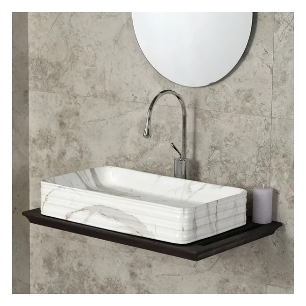 Lena E-2106M1 Tezgah Üstü Porselen Lavabo - Görsel 2