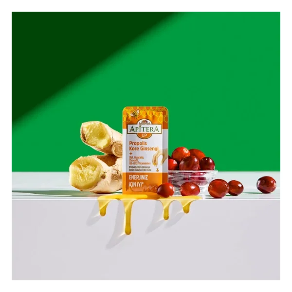 Apitera UP Doğal Bal, B Vitaminleri, Kırmızı Ginseng, Guarana ve Propolis İçeren Takviye Edici 56'lı Saşe - Görsel 7