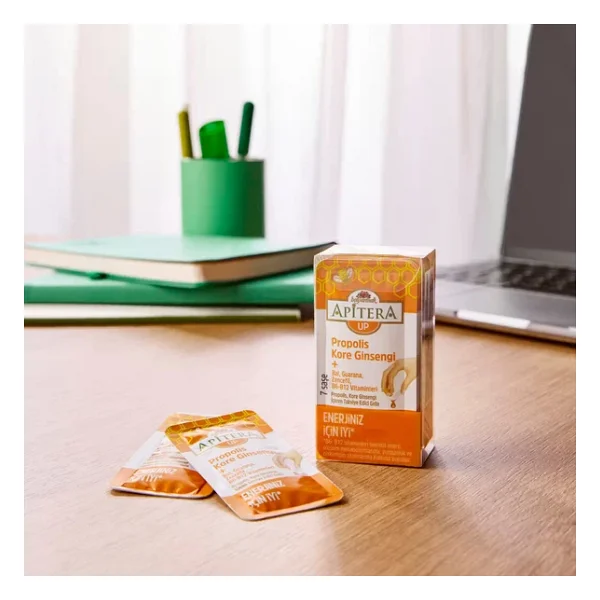 Apitera UP Doğal Bal, B Vitaminleri, Kırmızı Ginseng, Guarana ve Propolis İçeren Takviye Edici 56'lı Saşe - Görsel 6