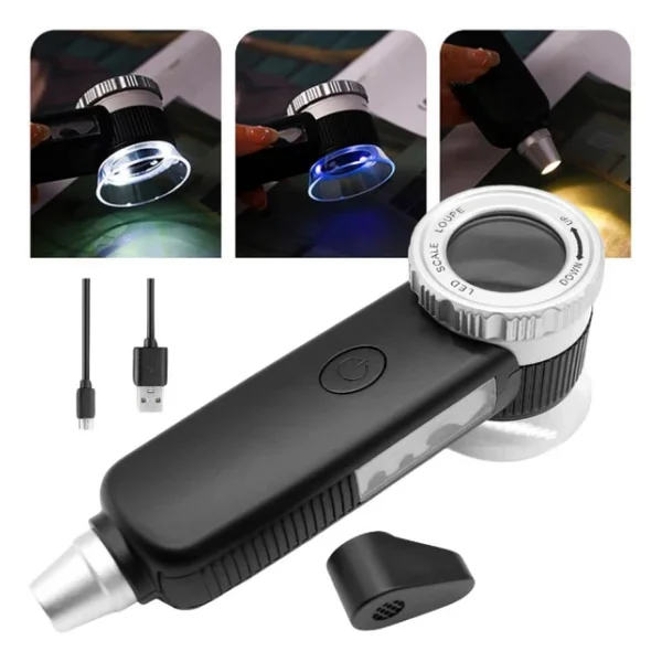 Texta TH-8019 30X Ayarlanabilir Çoklu Işıklı USB Şarjlı El Büyüteci - Görsel 3