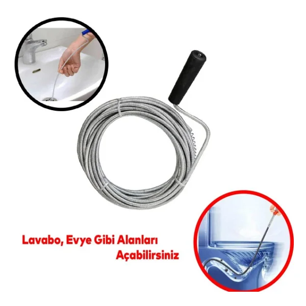 Eltos Kanal Açma Spirali Klozet Gider Açma Teli 5 Metre - Görsel 2