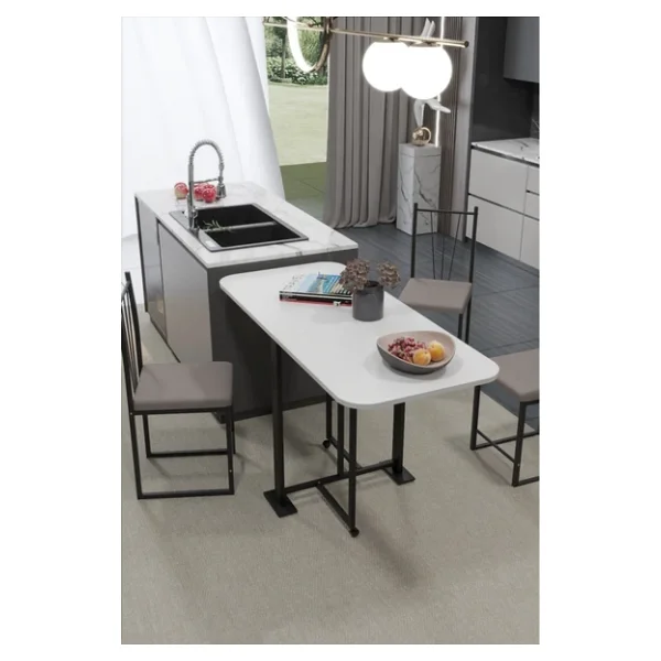 Retodesign Efes Beyaz Katlanır Masa. Mutfak Masası, Yemek Masası, - Görsel 3